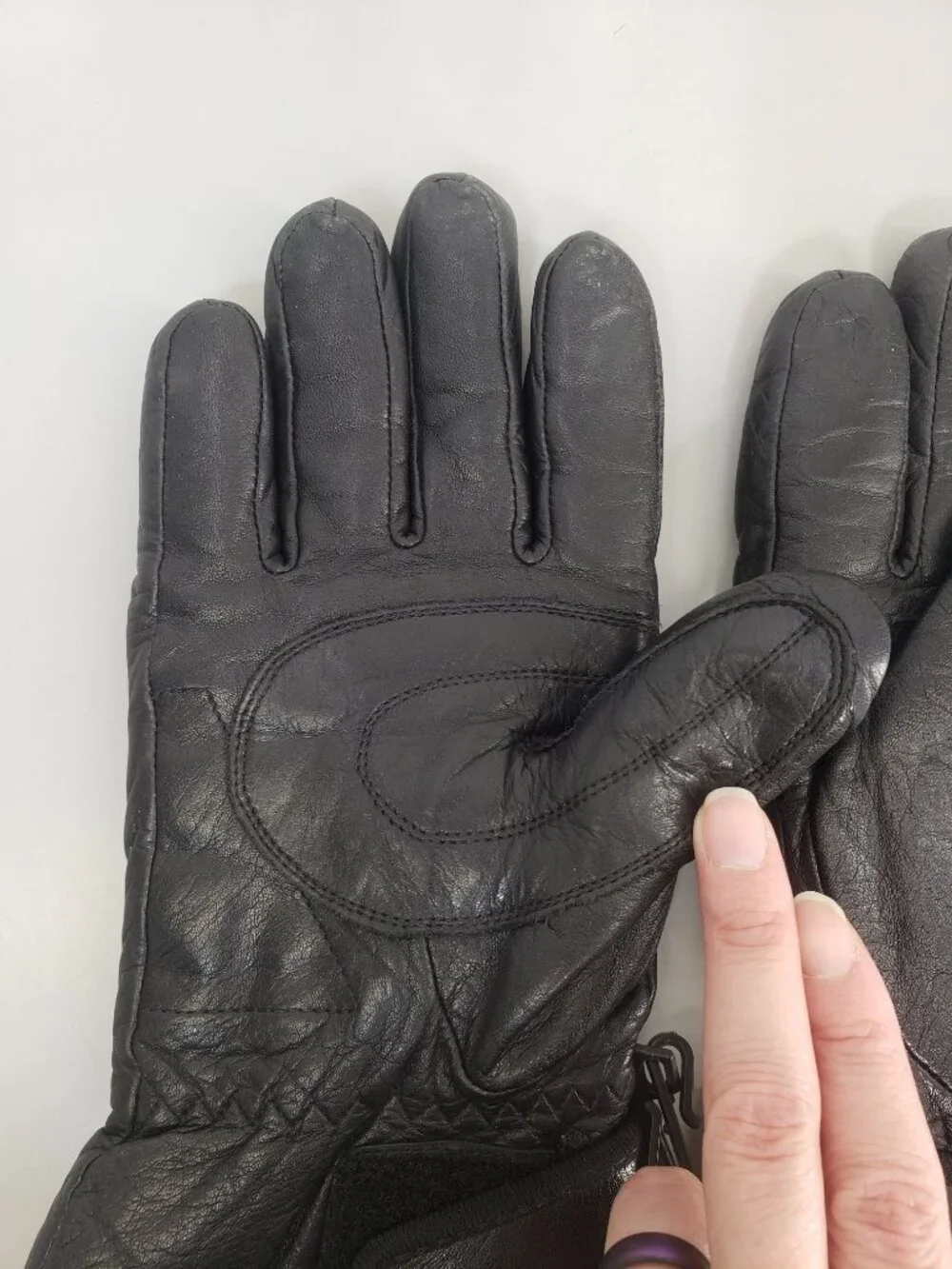 Olympia Motorcycle Gloves Blk Leather Thermolite Wind-Tex Made w Kevlar womens M